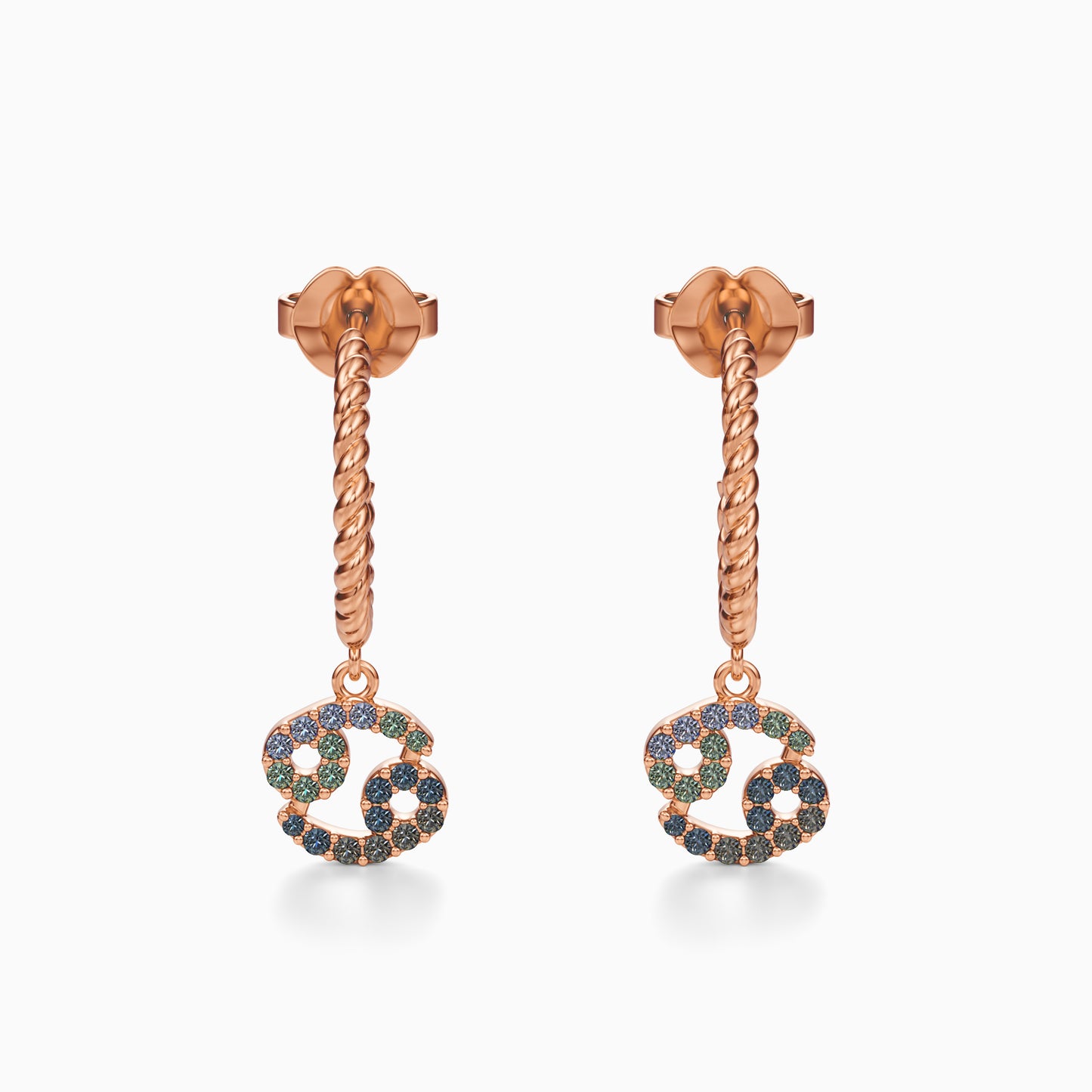 Sapphire Cancer Dangle Earrings