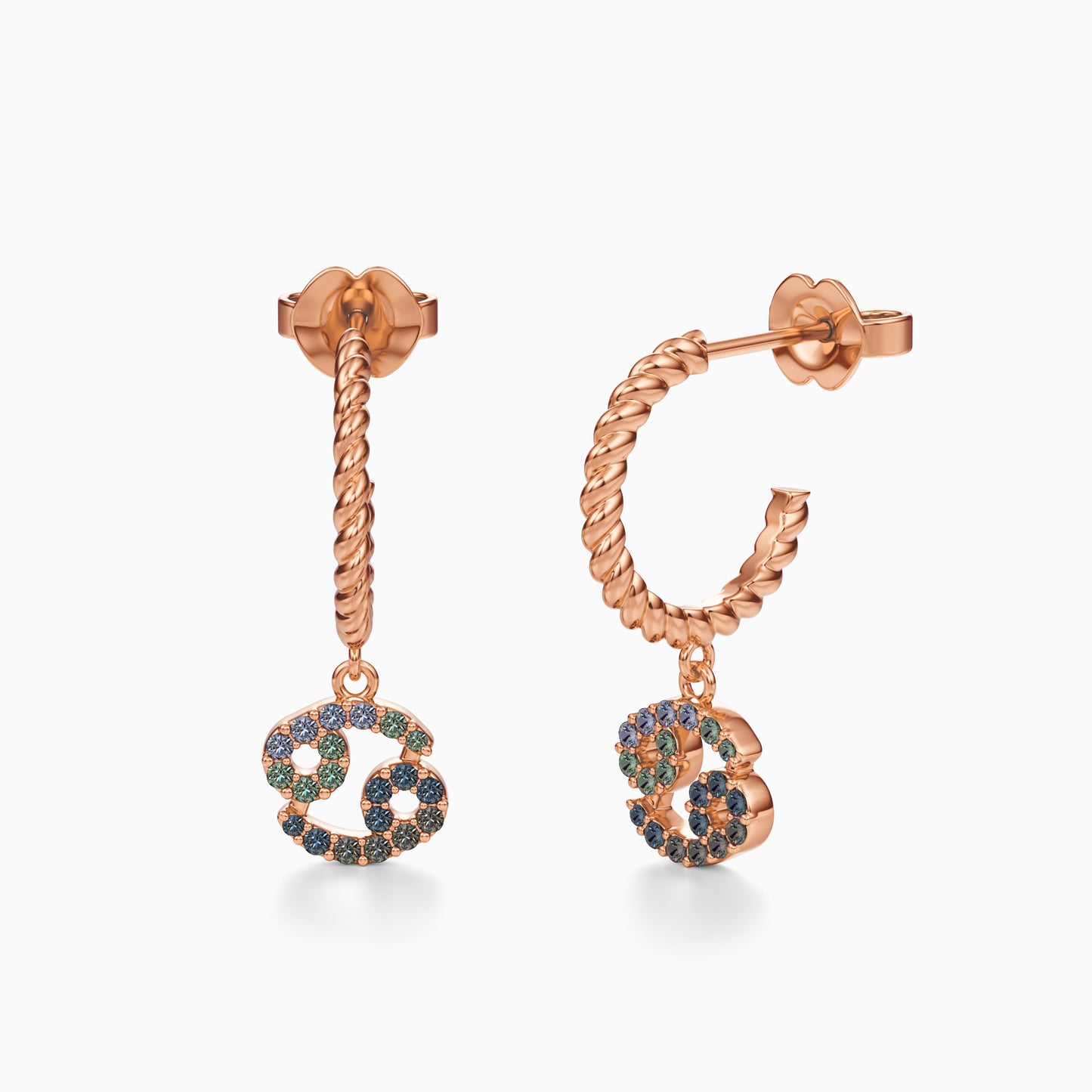 Sapphire Cancer Dangle Earrings