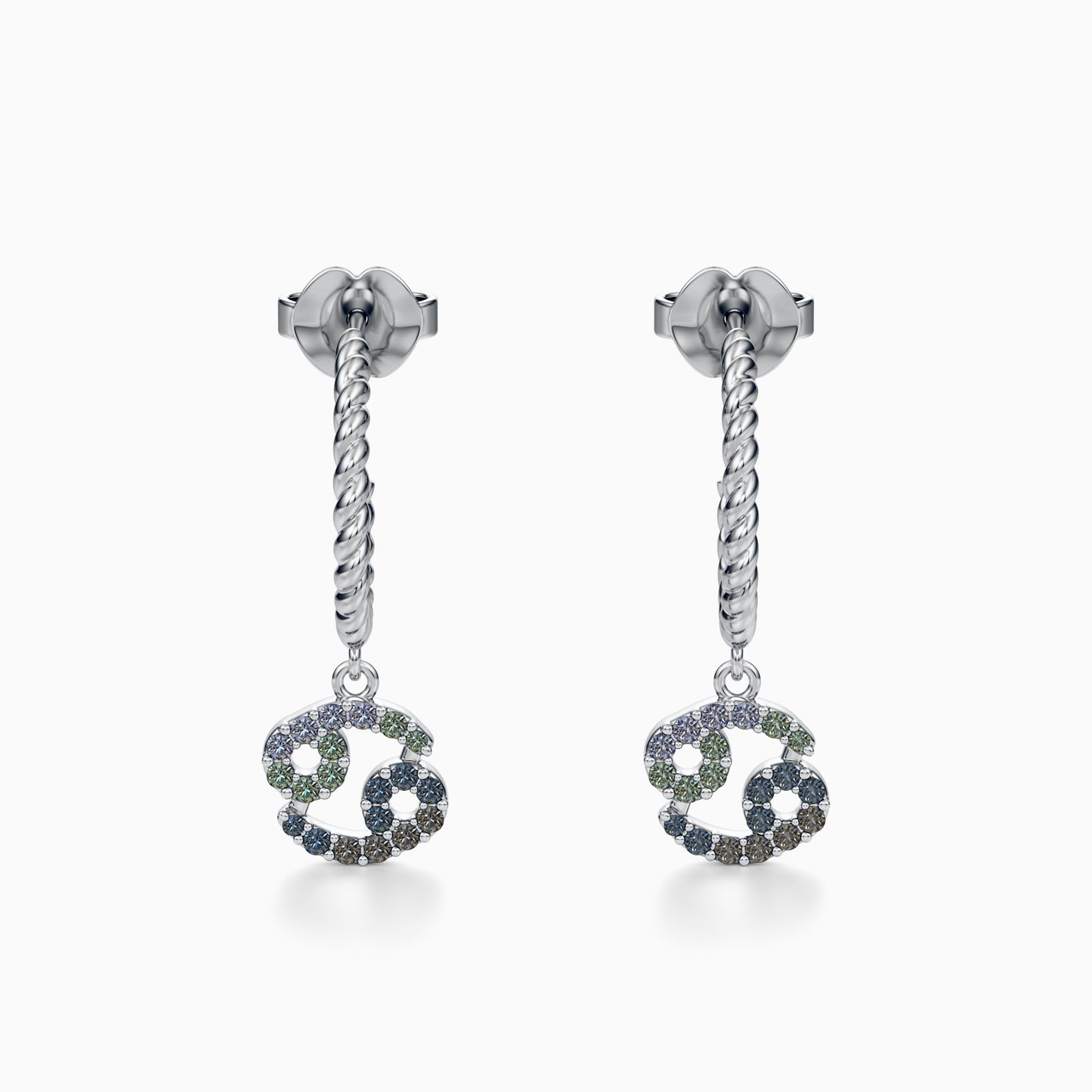 Sapphire Cancer Dangle Earrings