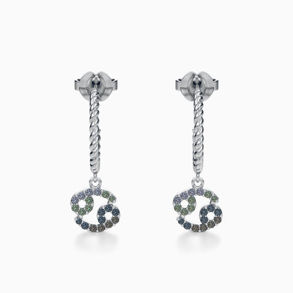Sapphire Cancer Dangle Earrings