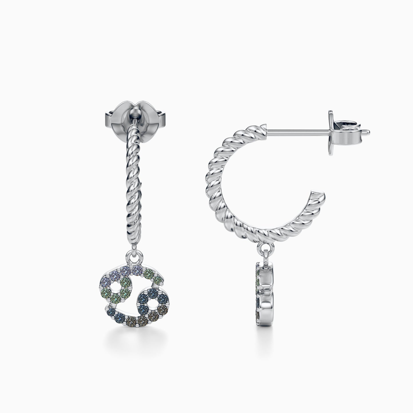 Sapphire Cancer Dangle Earrings
