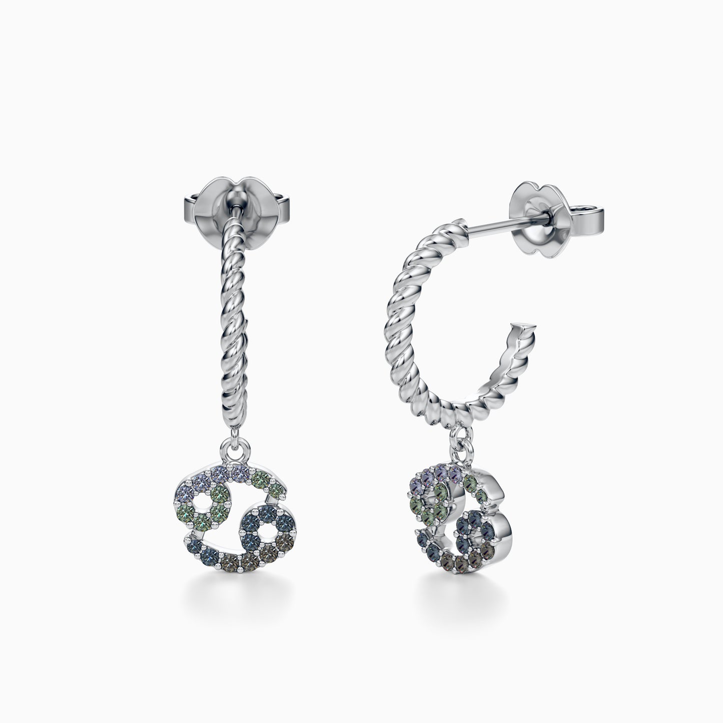 Sapphire Cancer Dangle Earrings