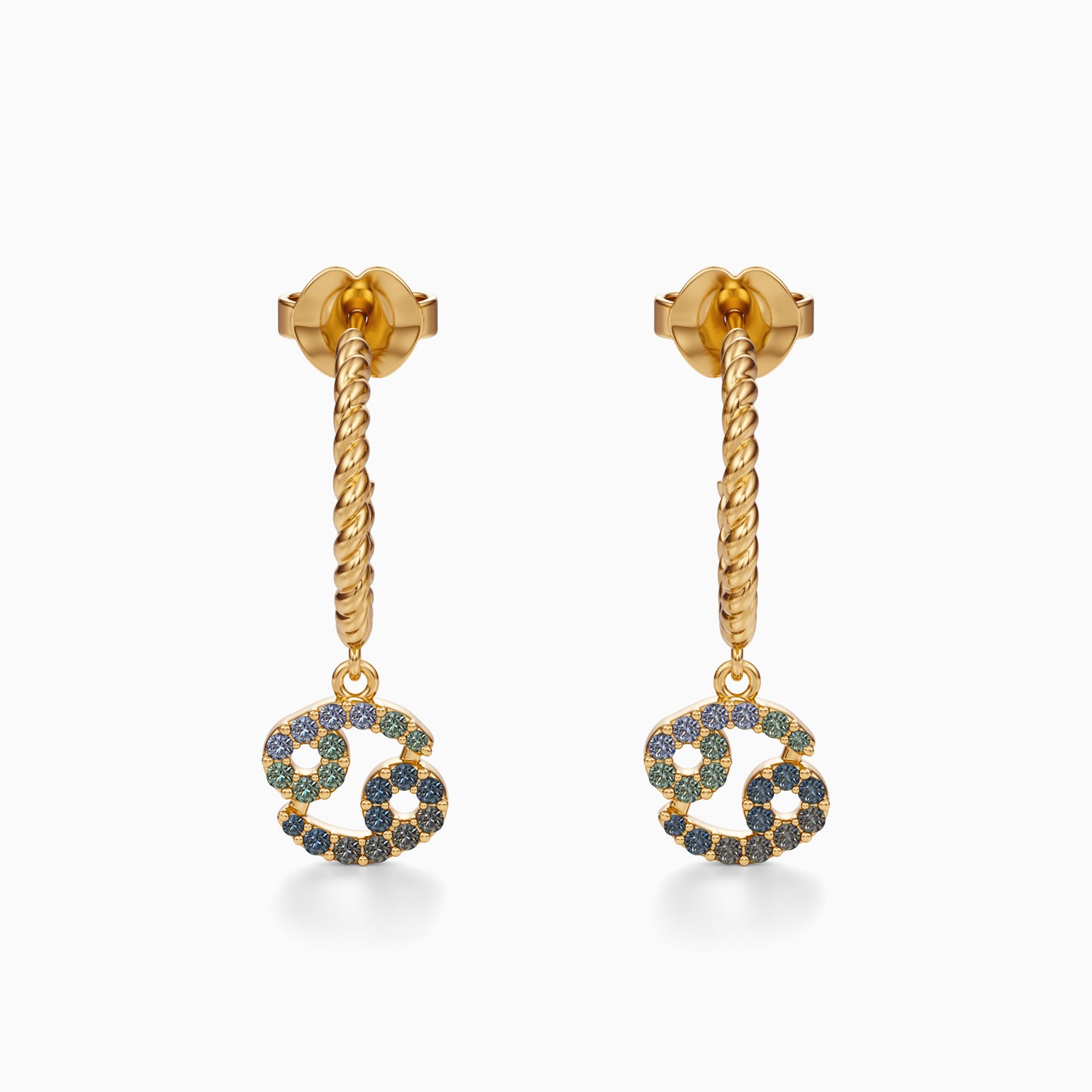 Sapphire Cancer Dangle Earrings