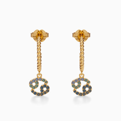 Sapphire Cancer Dangle Earrings