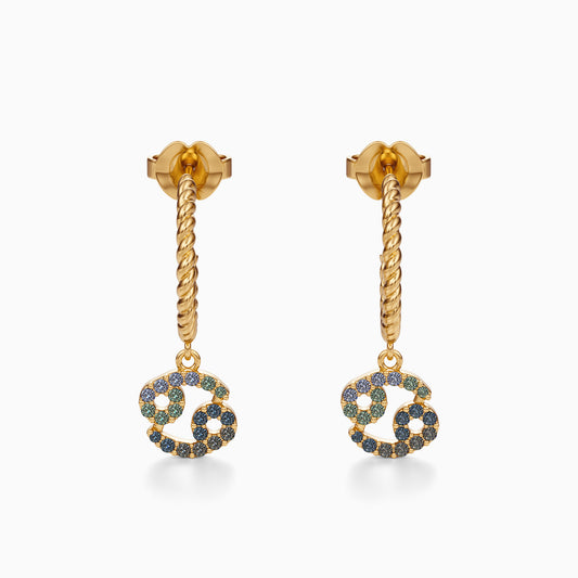 Sapphire Cancer Dangle Earrings