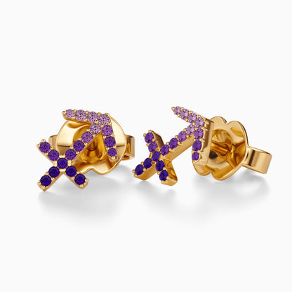 Sapphire Sagittarius Stud Earrings