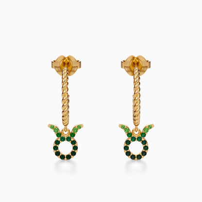 Sapphire Taurus Dangle Earrings