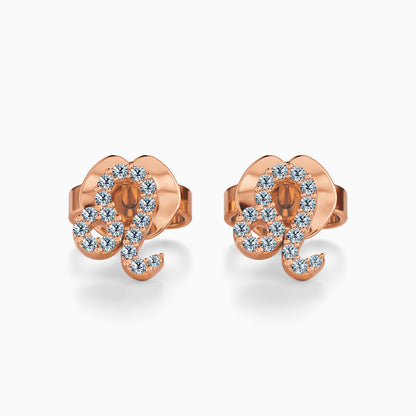 Diamond Leo Stud Earrings