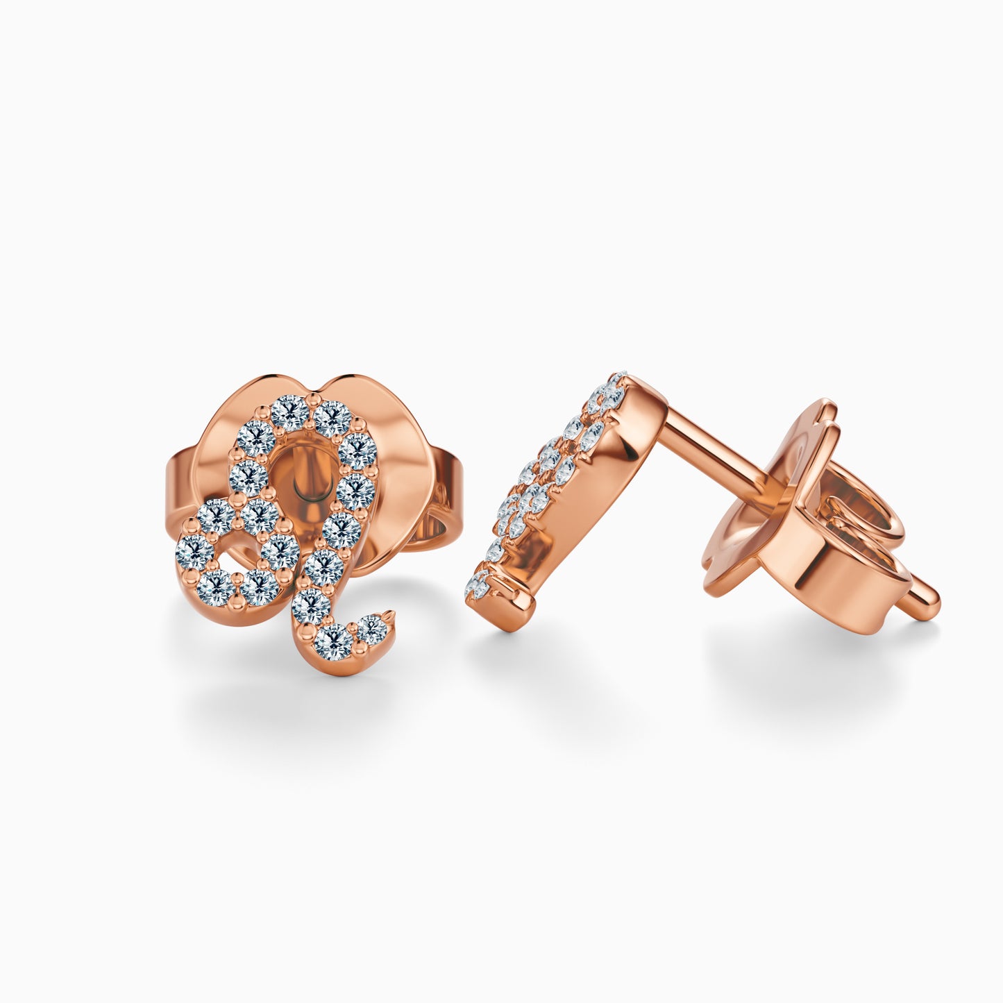 Diamond Leo Stud Earrings