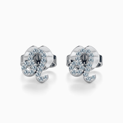 Diamond Leo Stud Earrings