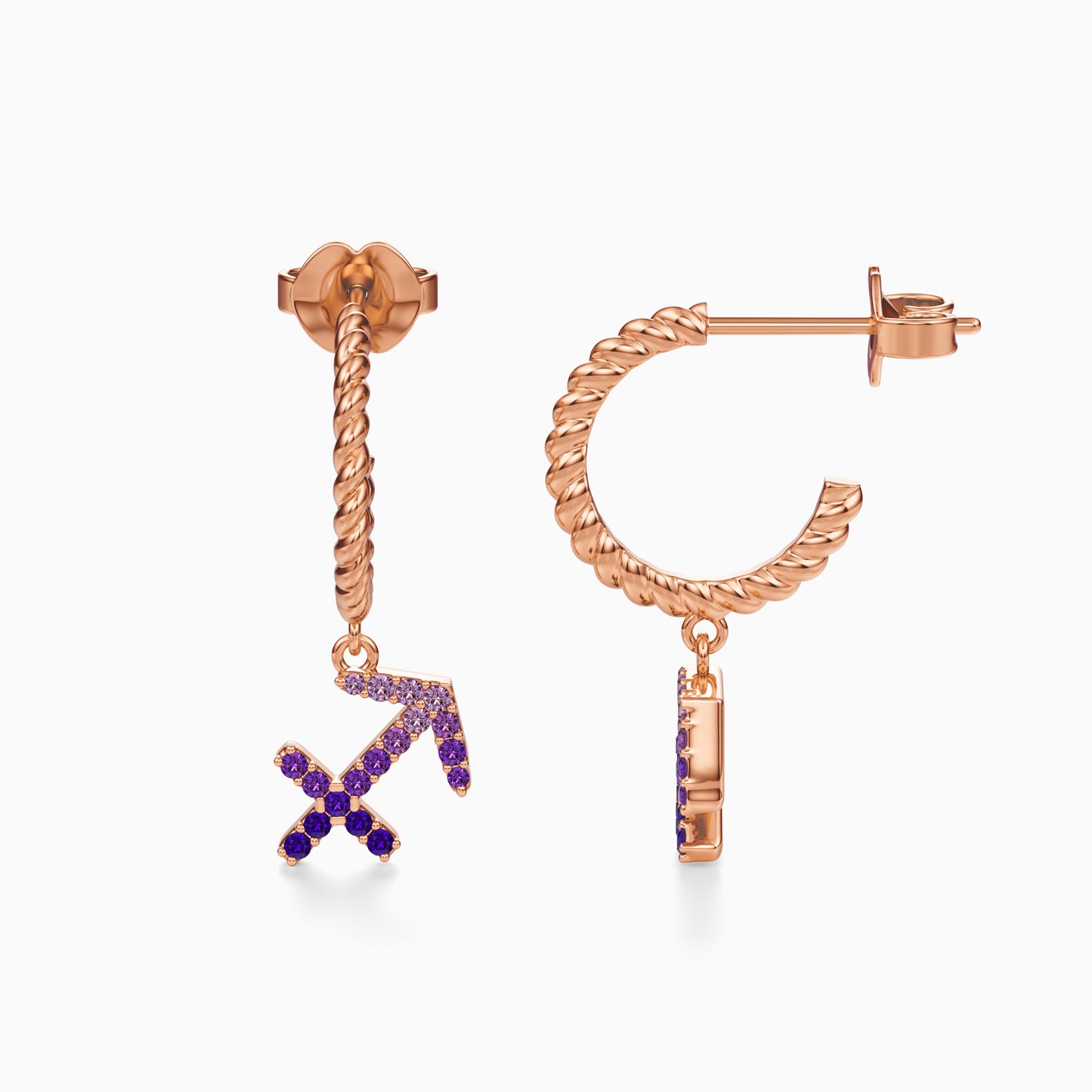 Sapphire Sagittarius Dangle Earrings