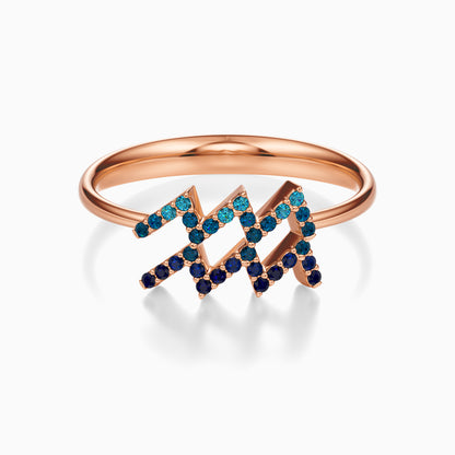 Large Sapphire Aquarius Ring