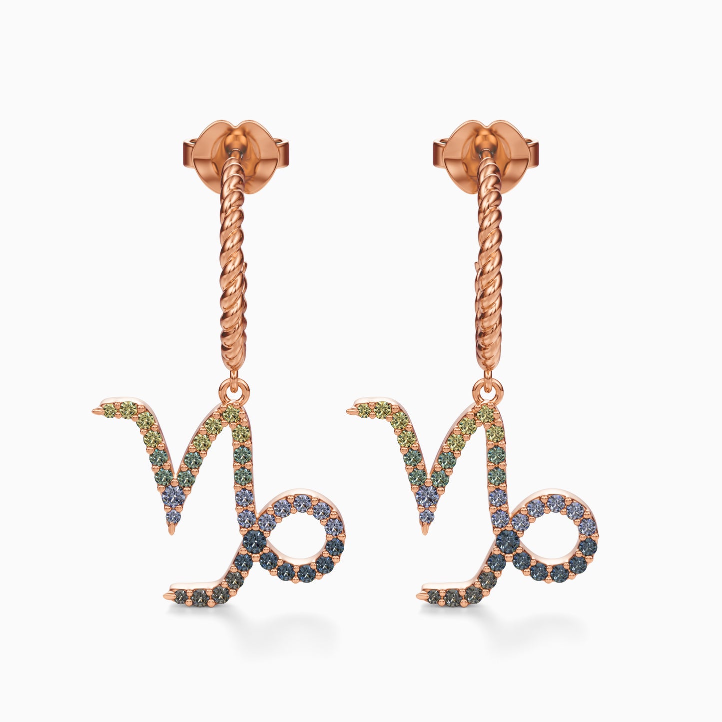 Large Sapphire Capricorn Dangle Earrings