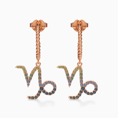Large Sapphire Capricorn Dangle Earrings