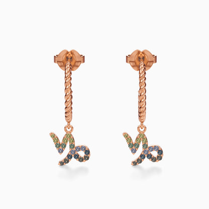 Sapphire Capricorn Dangle Earrings