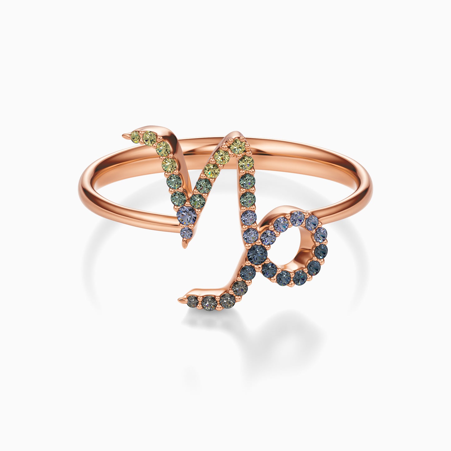 Large Sapphire Capricorn Ring