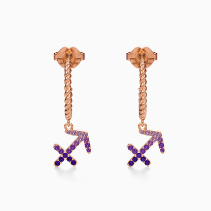Sapphire Sagittarius Dangle Earrings