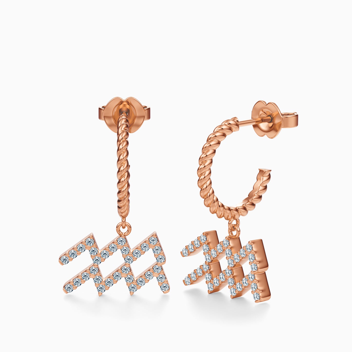 Large Diamond Aquarius Dangle Earrings