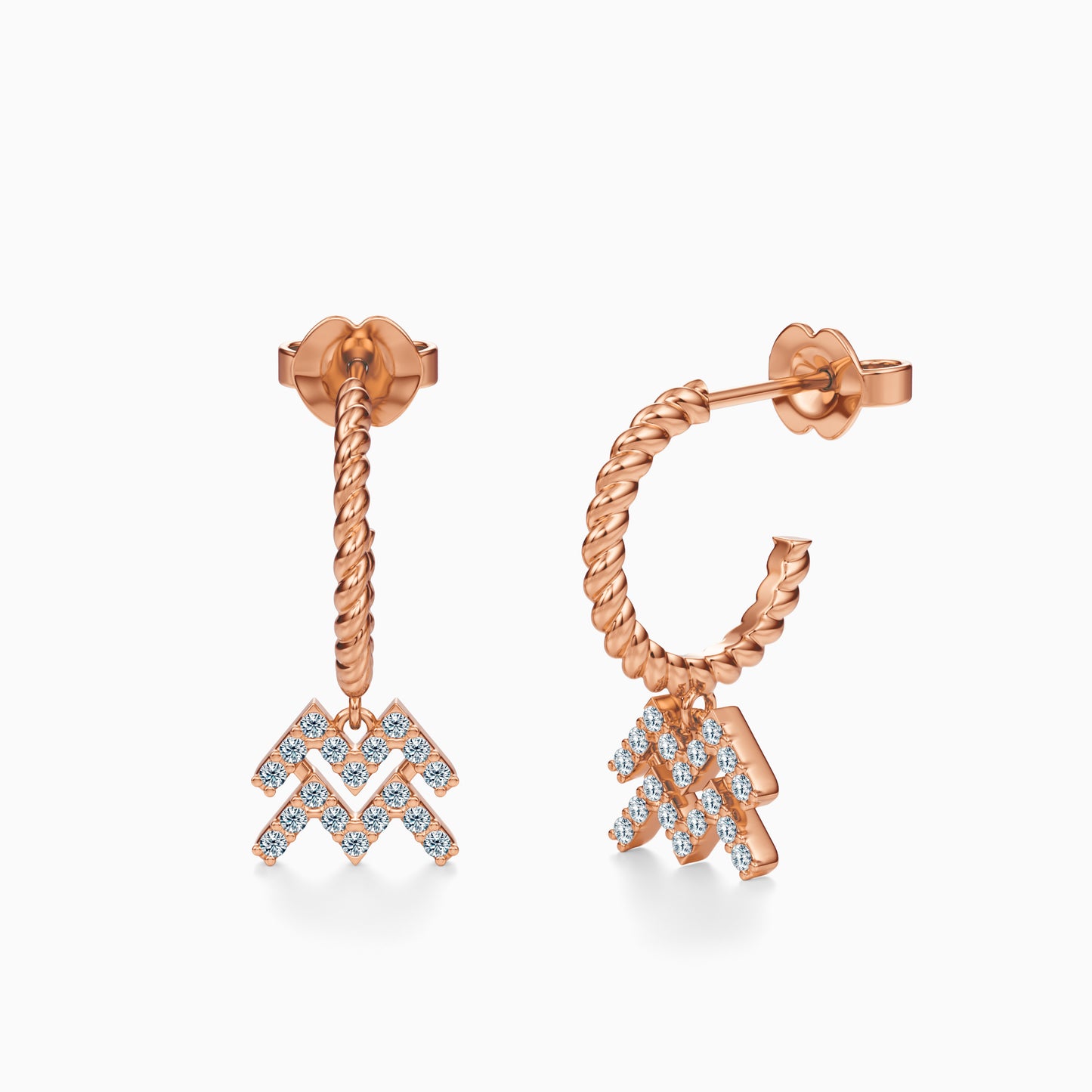 Diamond Aquarius Dangle Earrings