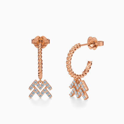 Diamond Aquarius Dangle Earrings