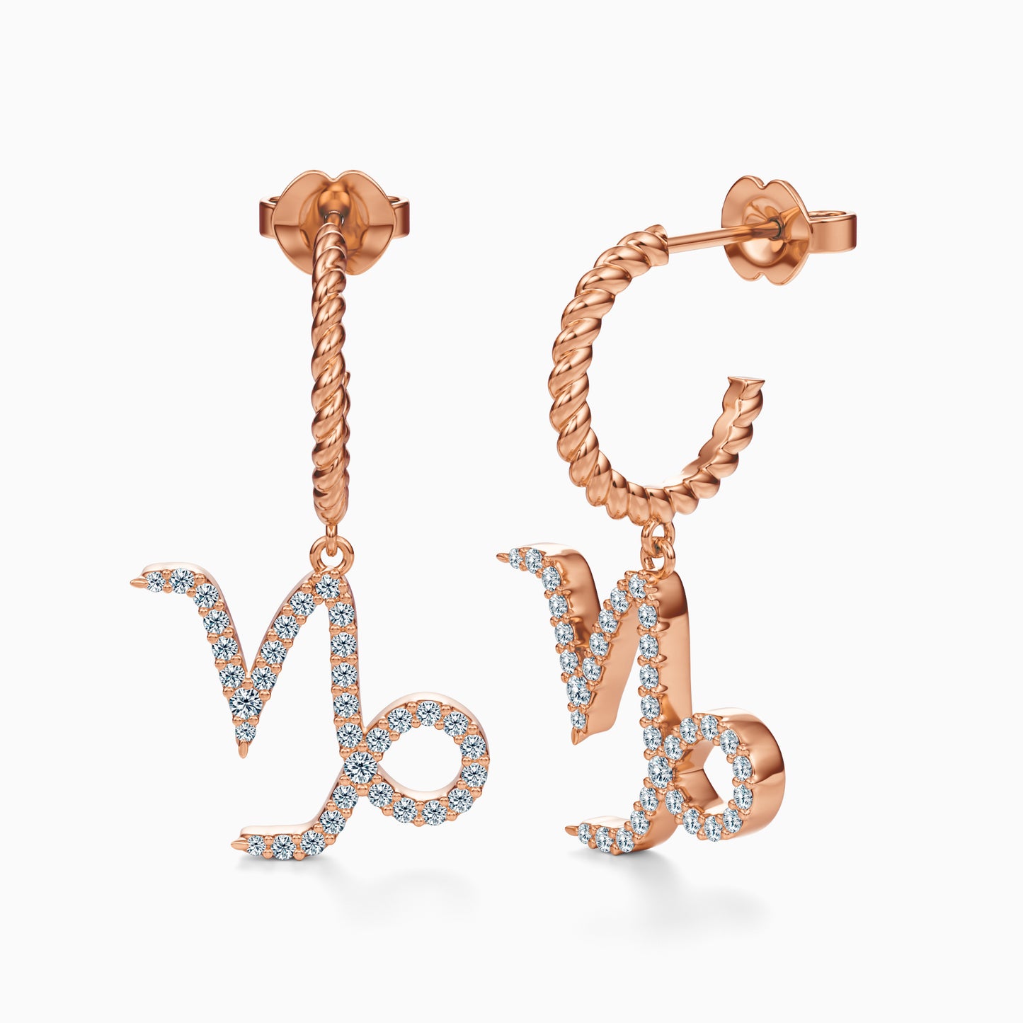 Large Diamond Capricorn Dangle Earrings