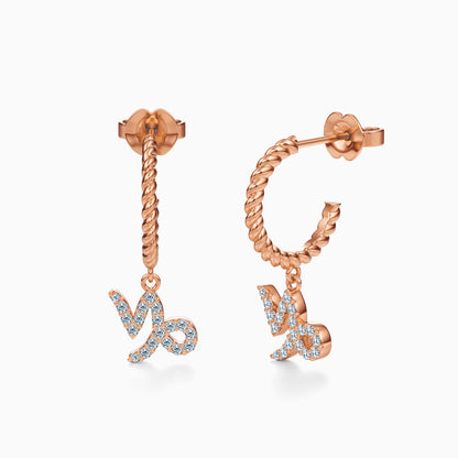 Diamond Capricorn Dangle Earrings
