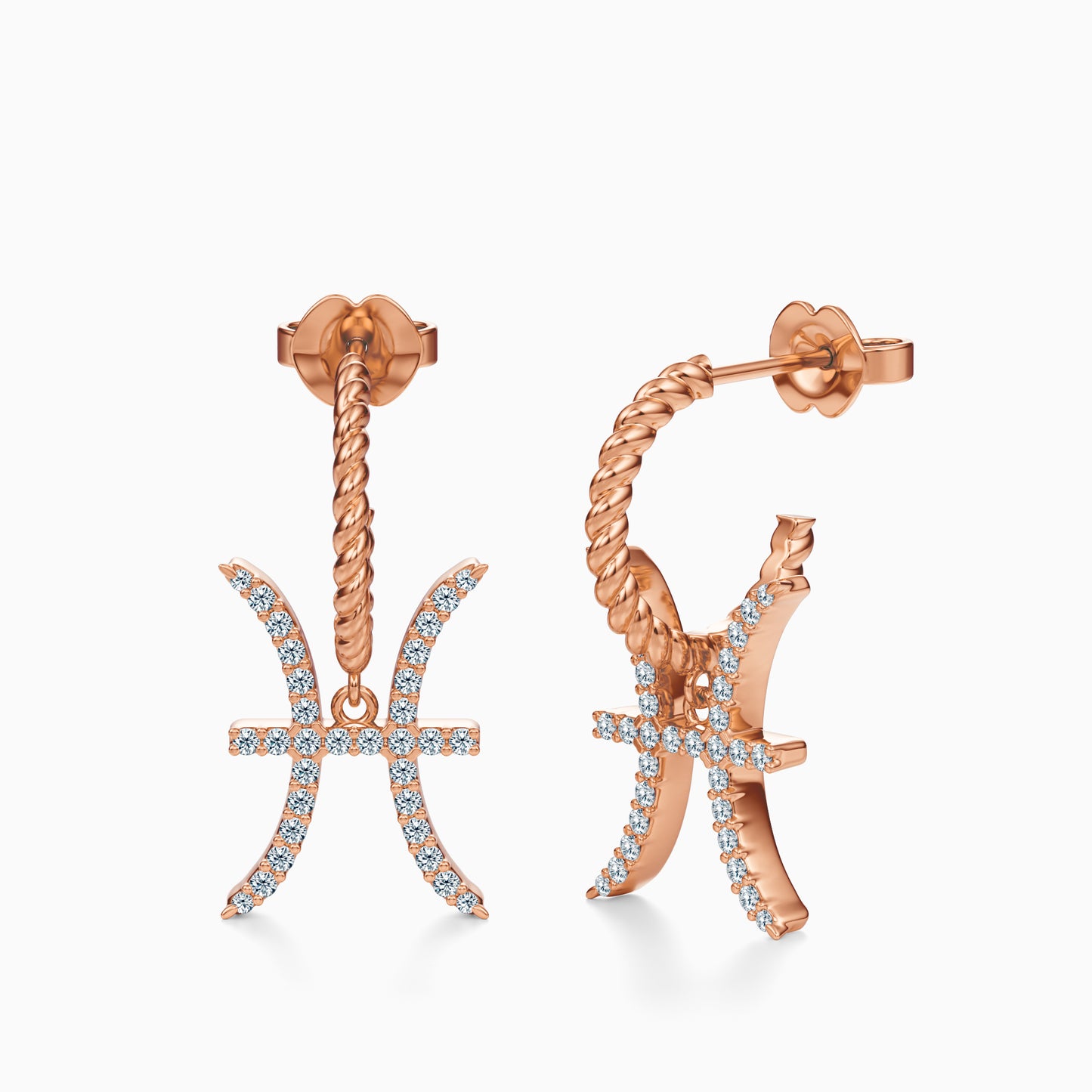 Large Diamond Pisces Dangle Earrings