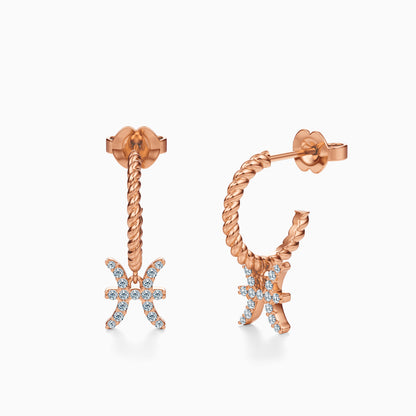 Diamond Pisces Dangle Earrings