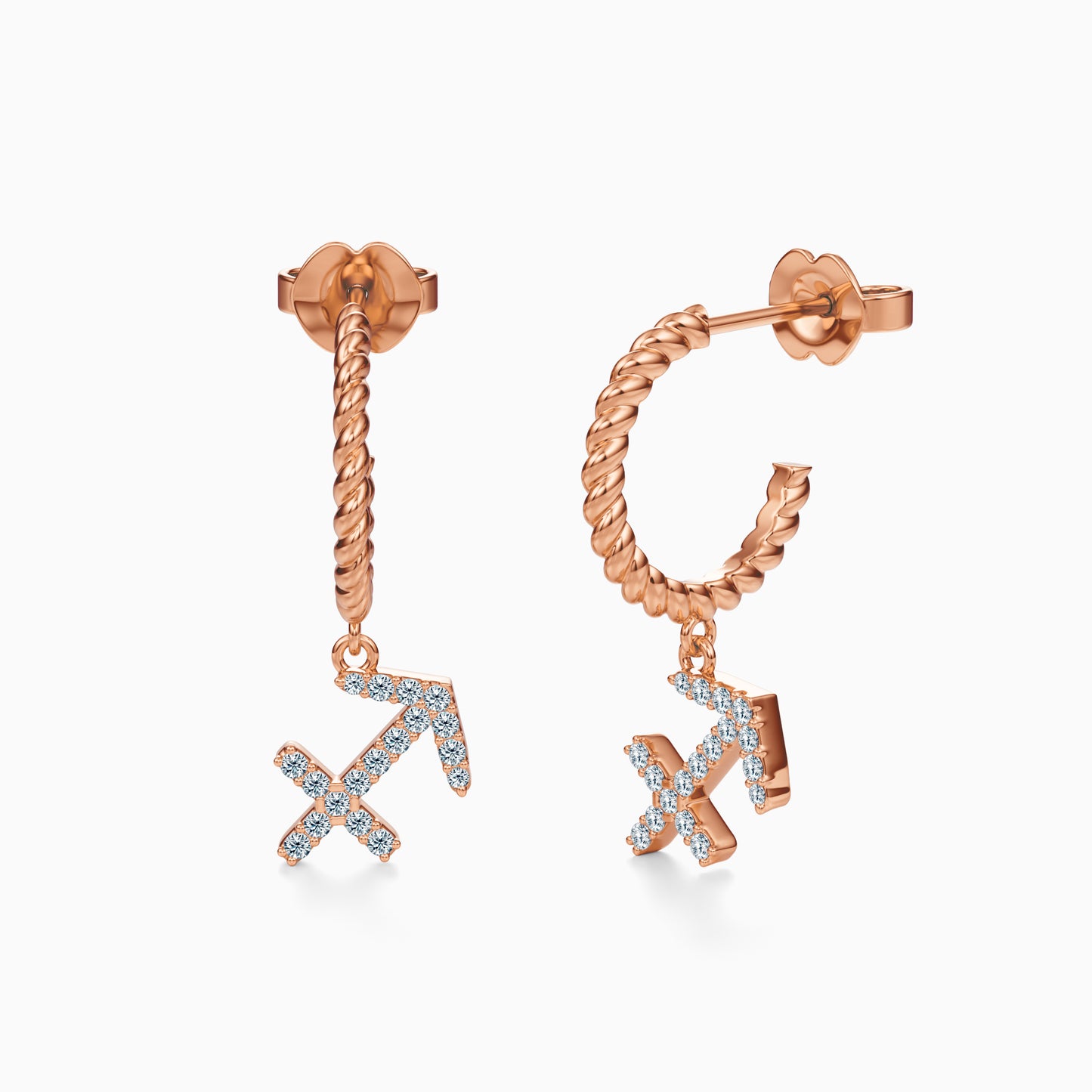 Diamond Sagittarius Dangle Earrings
