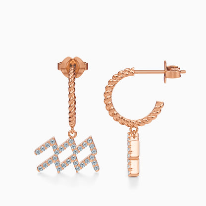 Large Diamond Aquarius Dangle Earrings