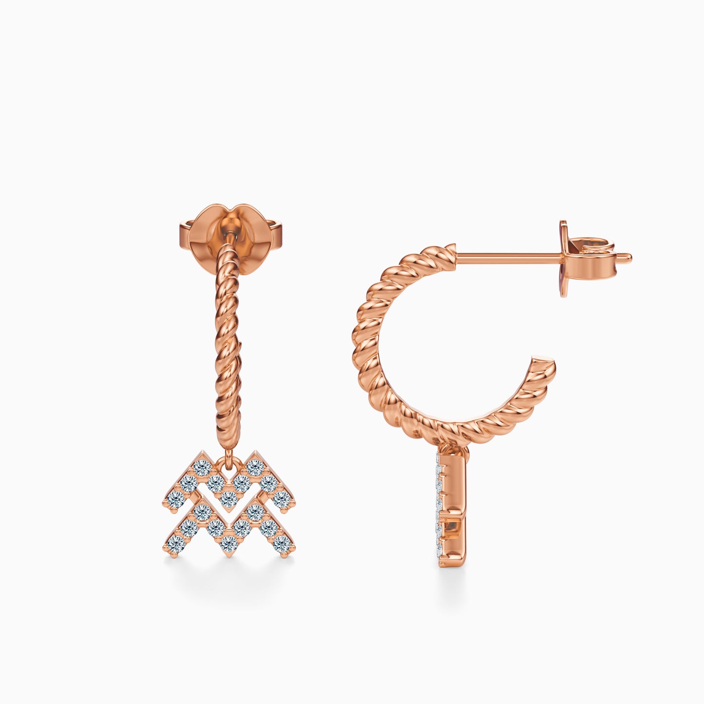 Diamond Aquarius Dangle Earrings