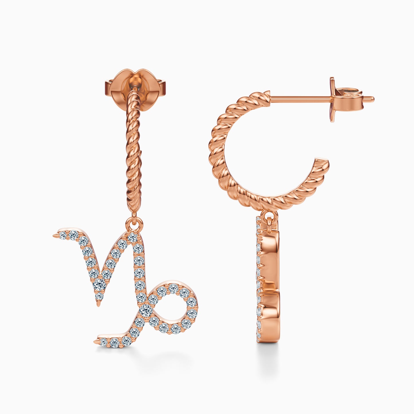 Large Diamond Capricorn Dangle Earrings