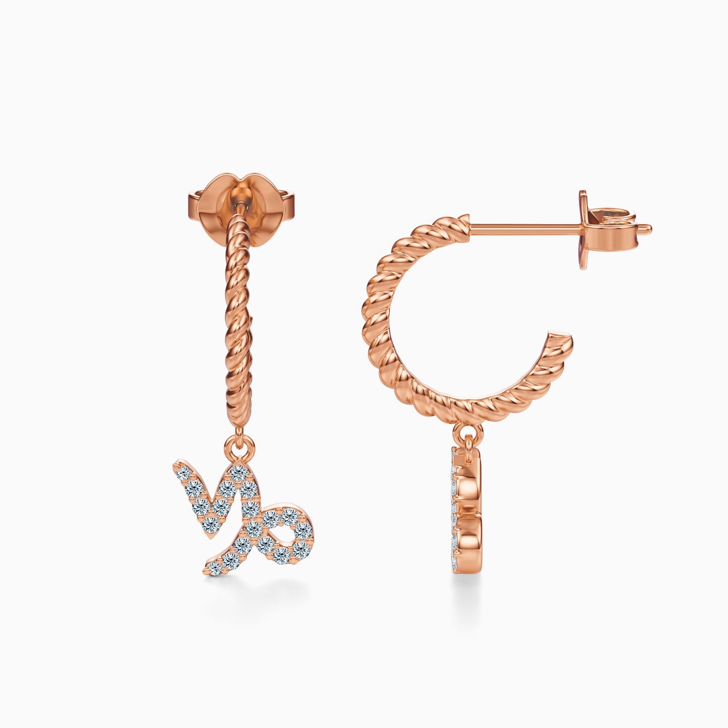 Diamond Capricorn Dangle Earrings