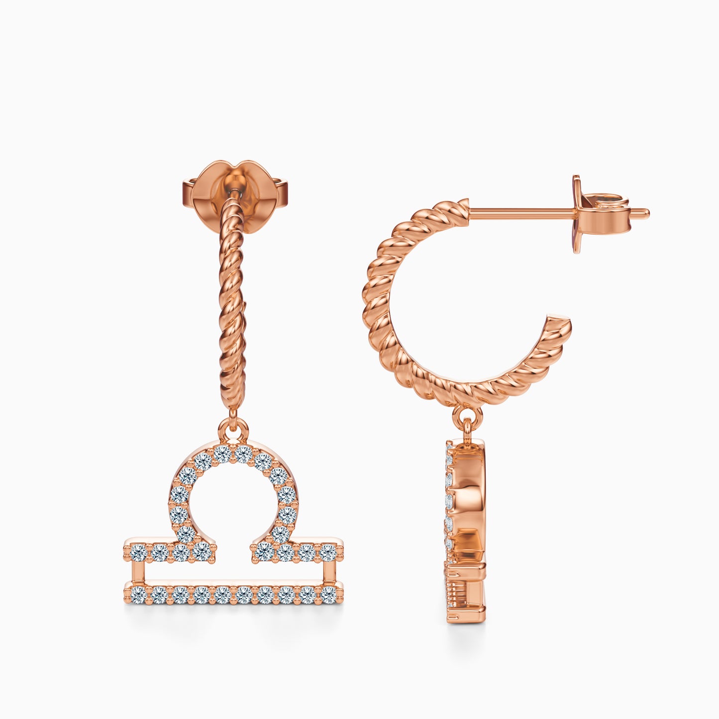 Large Diamond Libra Dangle Earrings