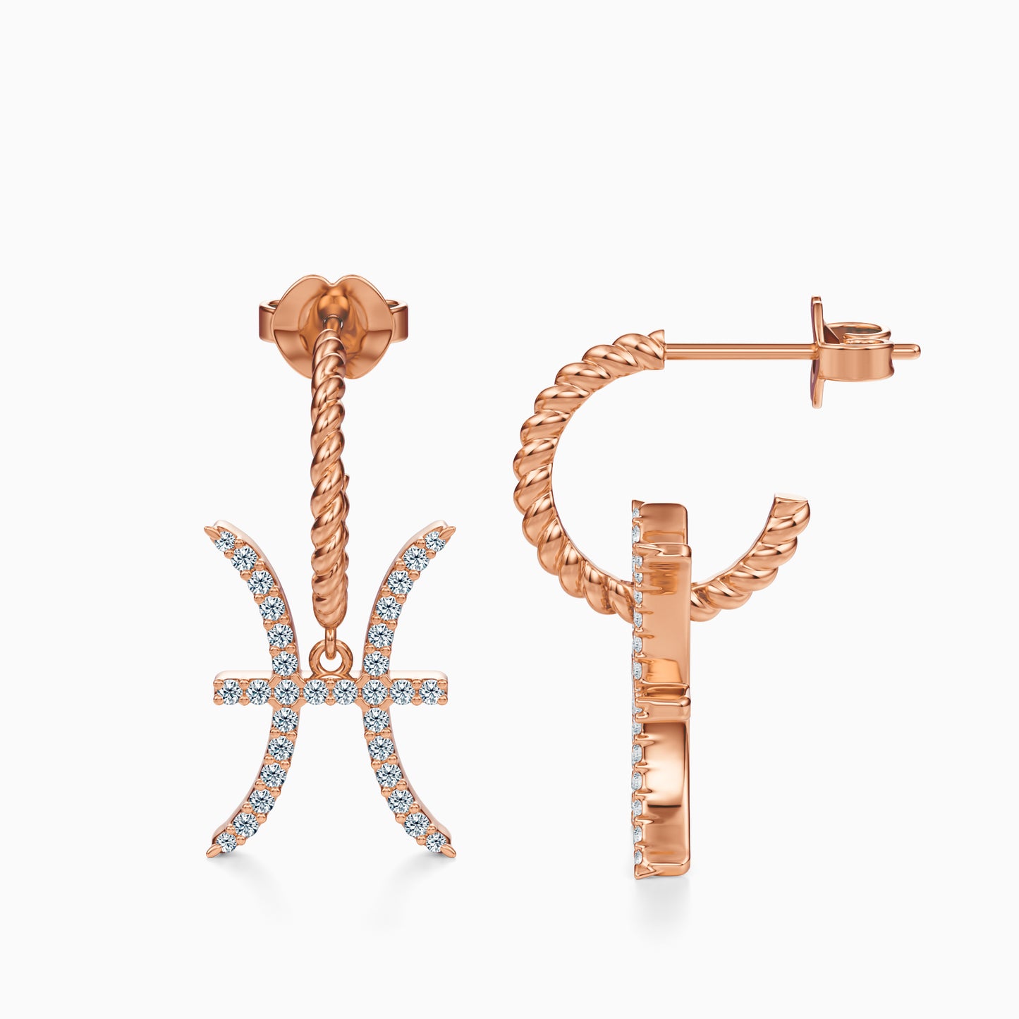 Large Diamond Pisces Dangle Earrings