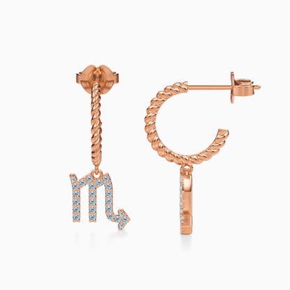 Diamond Scorpio Dangle Earrings