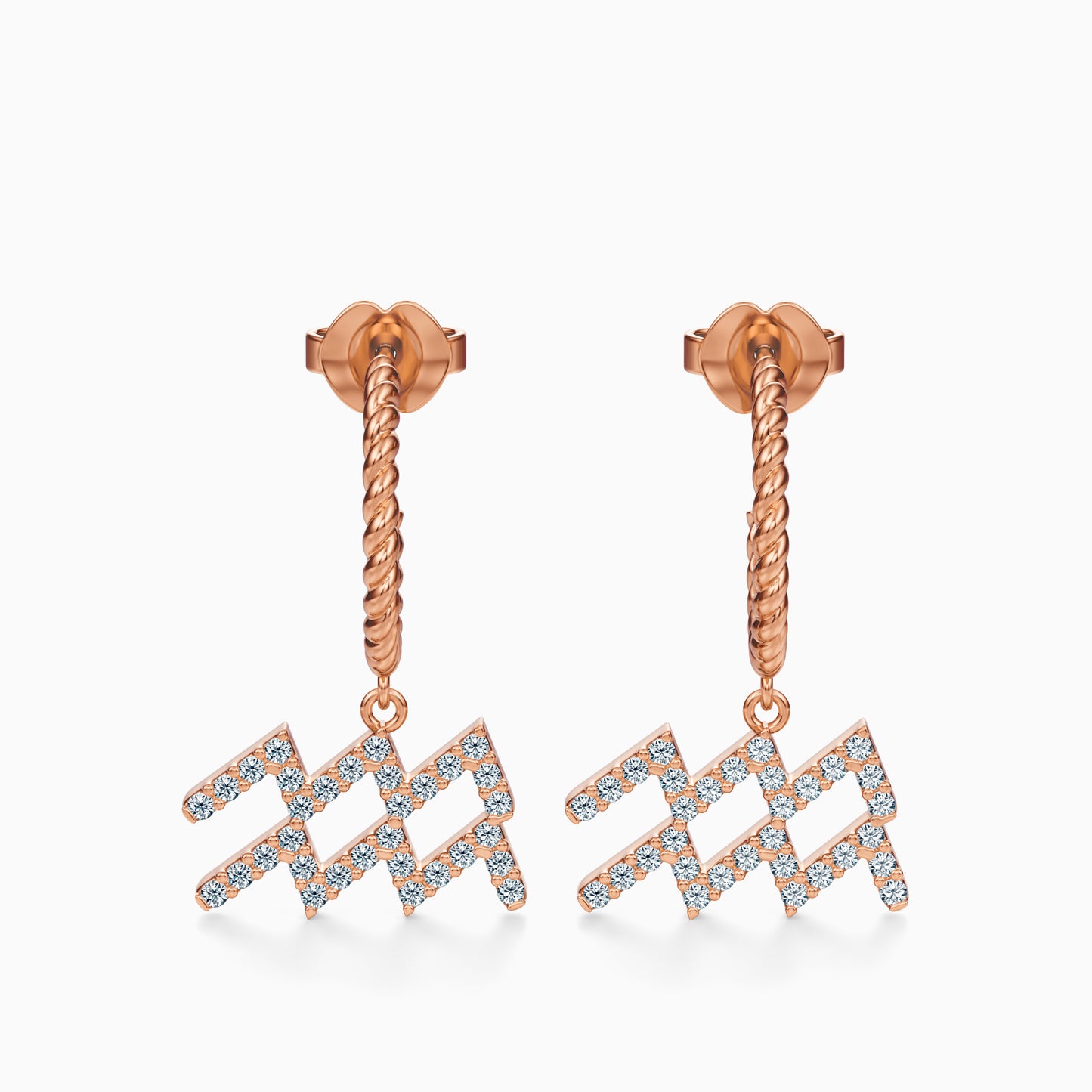 Large Diamond Aquarius Dangle Earrings