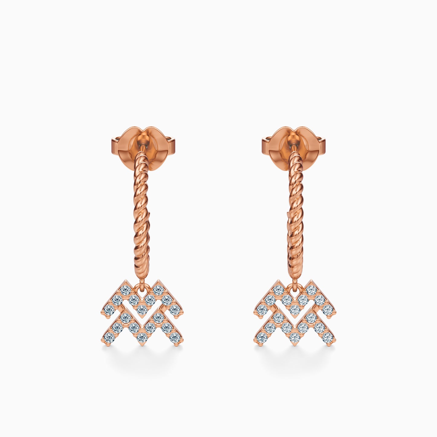Diamond Aquarius Dangle Earrings
