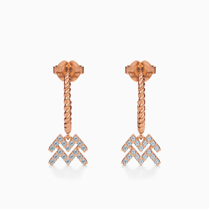 Diamond Aquarius Dangle Earrings