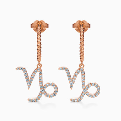 Large Diamond Capricorn Dangle Earrings