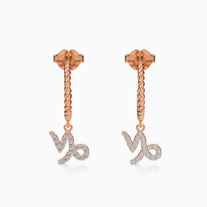 Diamond Capricorn Dangle Earrings