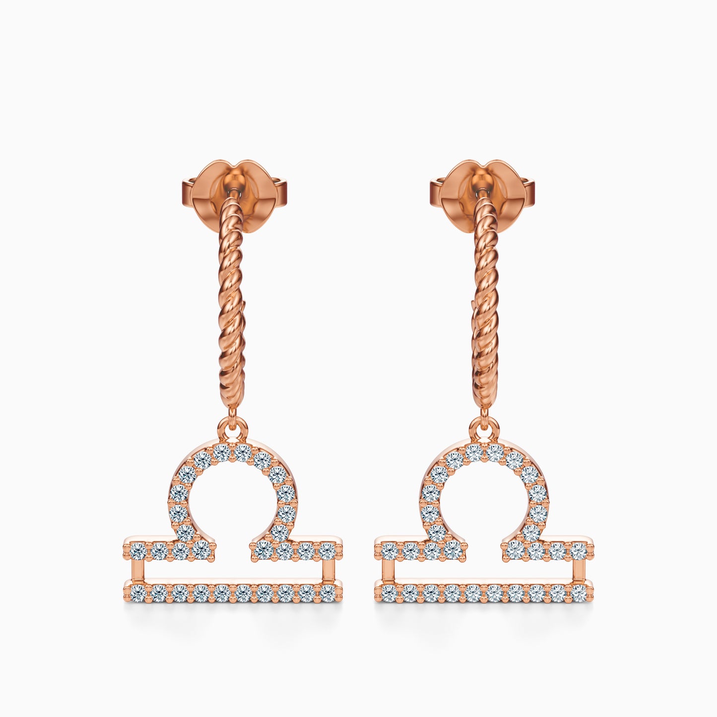 Large Diamond Libra Dangle Earrings