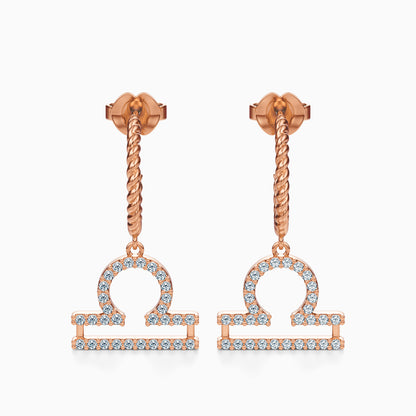 Large Diamond Libra Dangle Earrings