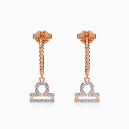 Diamond Libra Dangle Earrings