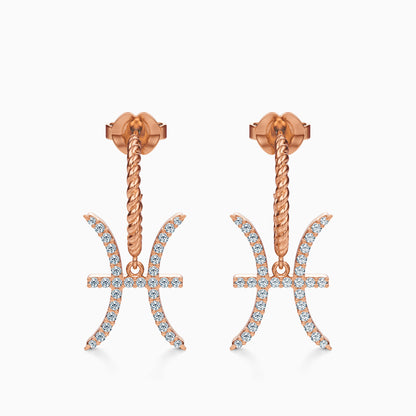 Large Diamond Pisces Dangle Earrings
