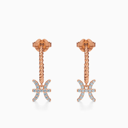 Diamond Pisces Dangle Earrings