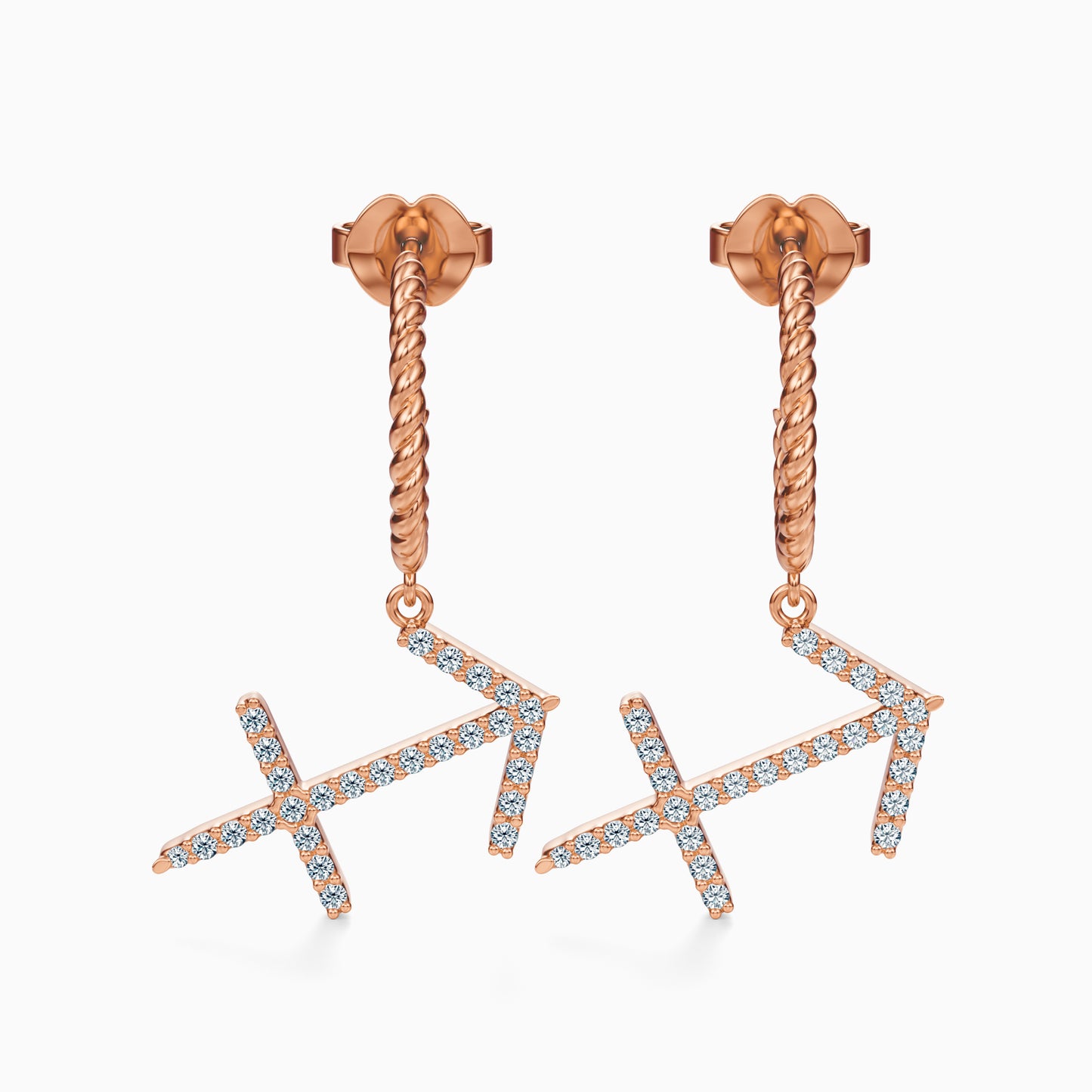 Large Diamond Sagittarius Dangle Earrings