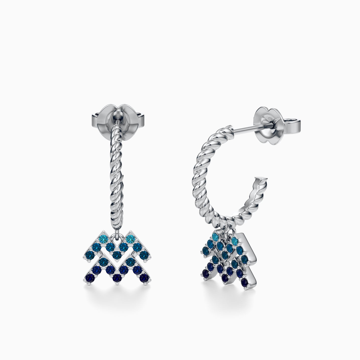 Sapphire Aquarius Dangle Earrings