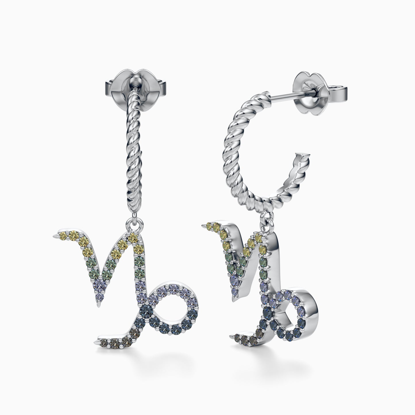 Large Sapphire Capricorn Dangle Earrings