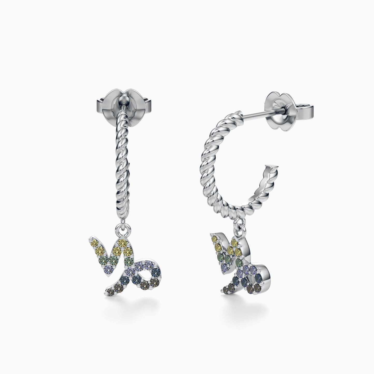 Sapphire Capricorn Dangle Earrings